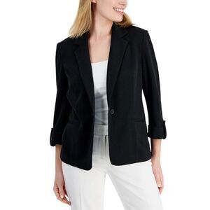AK Anne Klein Petite 3/4-Sleeve‎ One-Button Blazer PXS